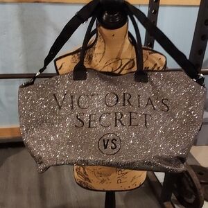 Victoria's Secret Silver Glitter Tote Bag